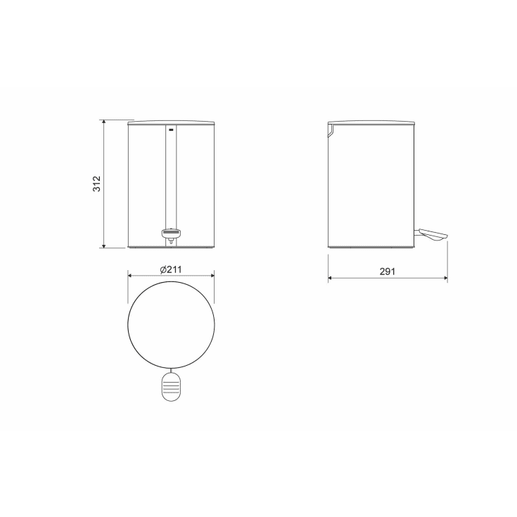 Unidrain Reframe toiletspand, 4 liter, messing