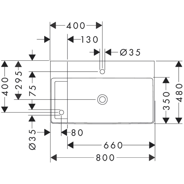 Hansgrohe Xelu Q håndvask, 80x48 cm, venstre, hvid