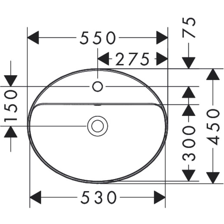 Hansgrohe Xuniva D håndvask, 55x45 cm, hvid