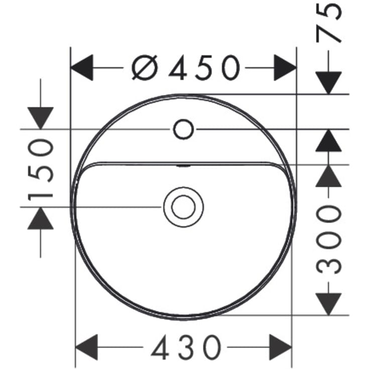 Hansgrohe Xuniva S håndvask, Ø45 cm, hvid