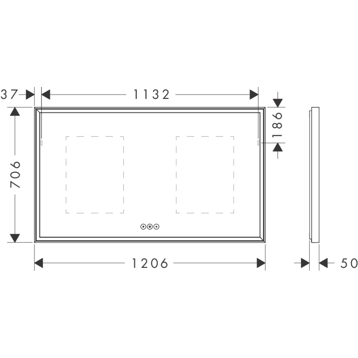Hansgrohe Xarita E spejl med lys, dæmpbar, touch, 120,6x70,6 cm, mat hvid