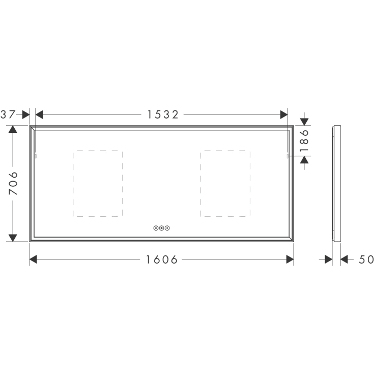 Hansgrohe Xarita E spejl med lys, dæmpbar, touch, 160,6x70,6 cm, mat hvid