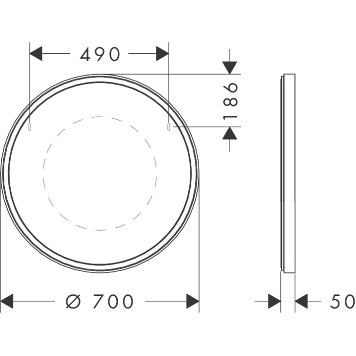 Hansgrohe Xarita S speil med lys, sensor, dimbart, 70 cm, matt hvit