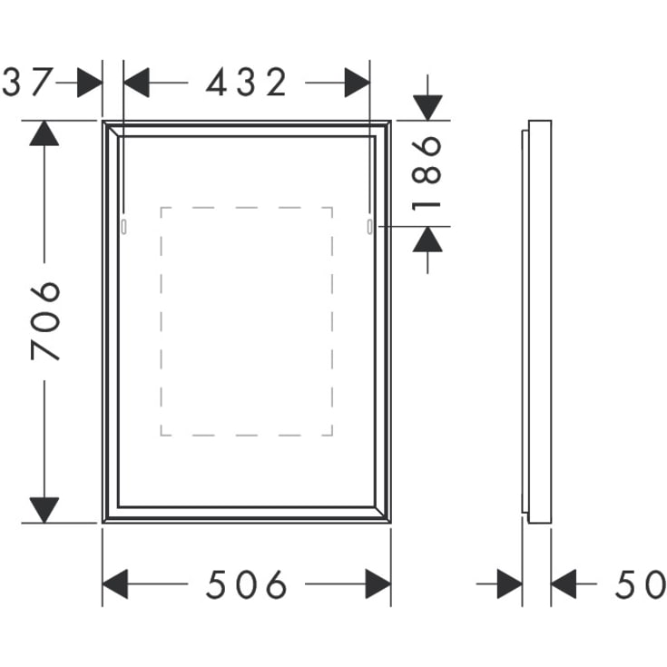 Hansgrohe Xarita E spejl med lys, sensor, dæmpbar, 50,6x70,6 cm, mat hvid