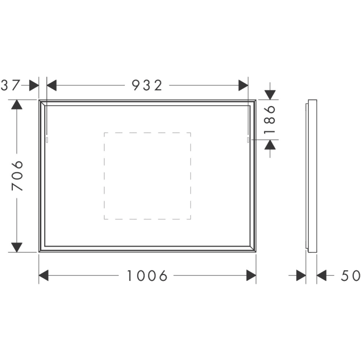 Hansgrohe Xarita E spejl med lys, sensor, dæmpbar, 100,6x70,6 cm, mat hvid