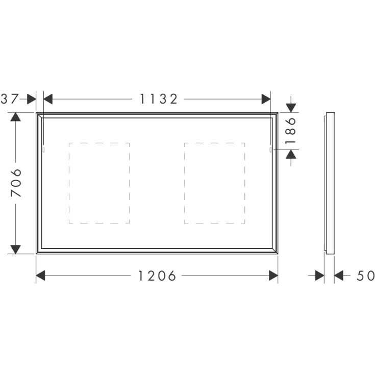 Hansgrohe Xarita E spejl med lys, sensor, dæmpbar, 120,6x70,6 cm, mat hvid