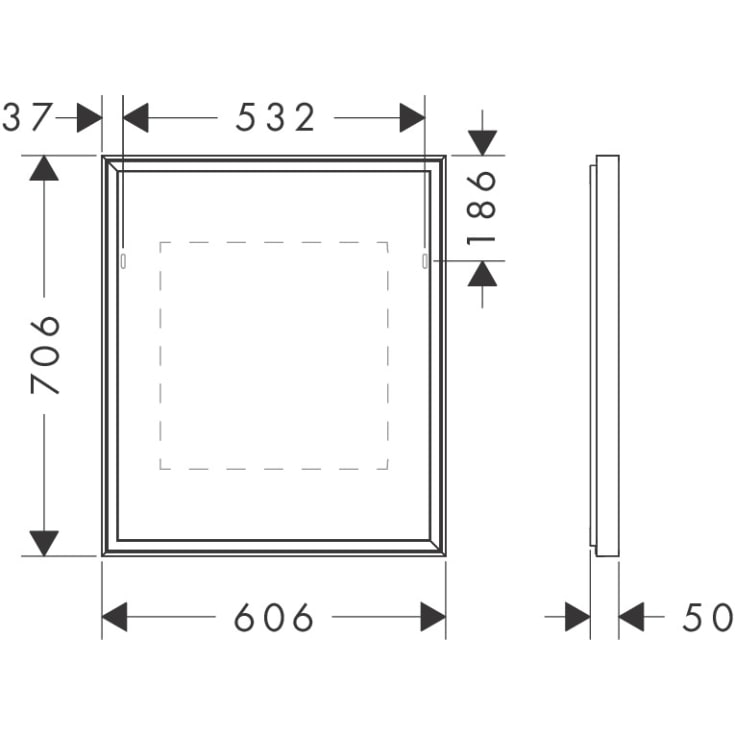 Hansgrohe Xarita E spejl med lys, sensor, dæmpbar, 60,6x70,6 cm, mat hvid