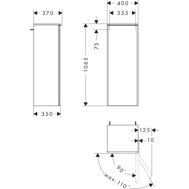 Hansgrohe Xelu Q vægskab, 40x35 cm, højre, hvid højglans