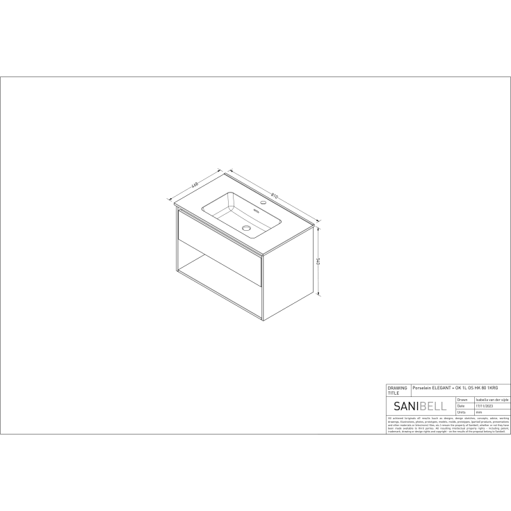 Sanibell Proline møbelpakke, 81x46,8 cm, ideal eg