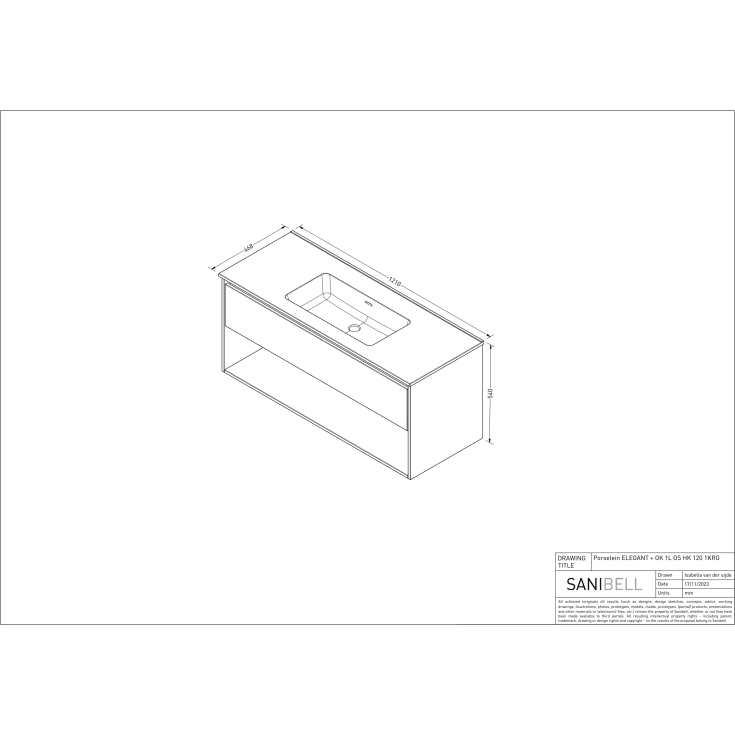 Sanibell Proline möbelpaket, 121x46,8 cm, rå ek