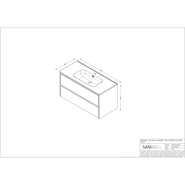 Sanibell Proline møbelpakke, 101x46,8 cm, mat sort