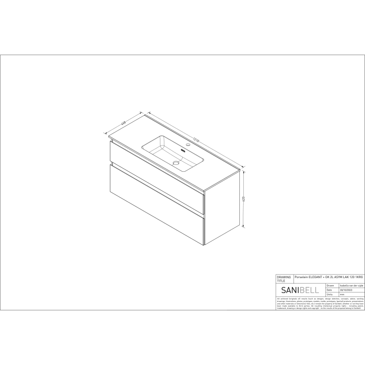 Sanibell Proline möbelpaket, 121x46,8 cm, matt vit