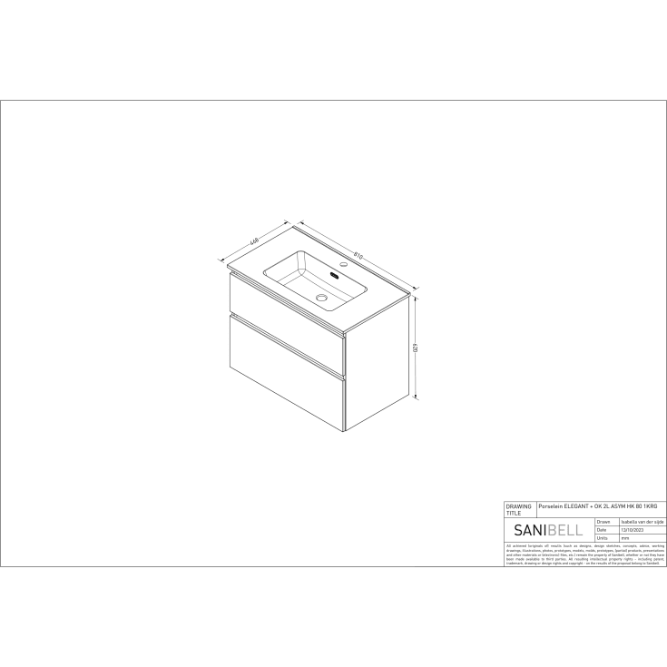 Sanibell Proline møbelpakke, 81x46,8 cm, ideal eg