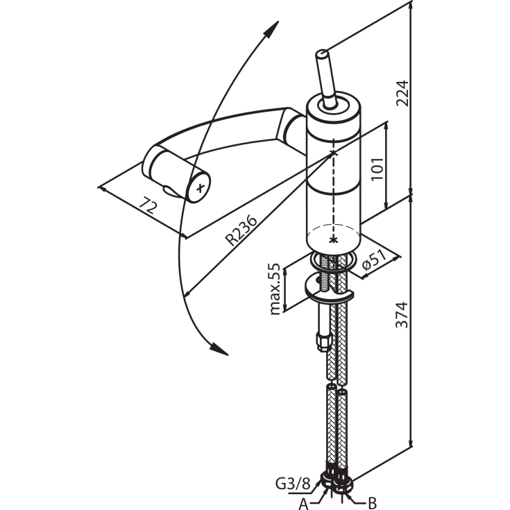 Damixa Arc køkkenarmatur, krom