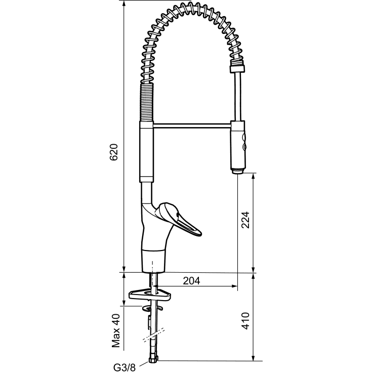 FM Mattson 9000E Flexi köksblandare, krom