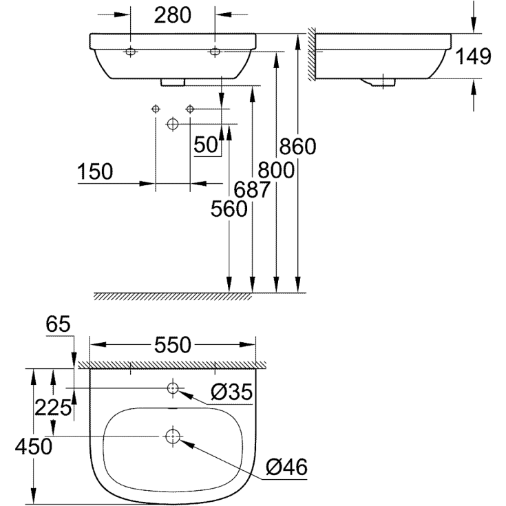 Grohe omstillingsknap, krom