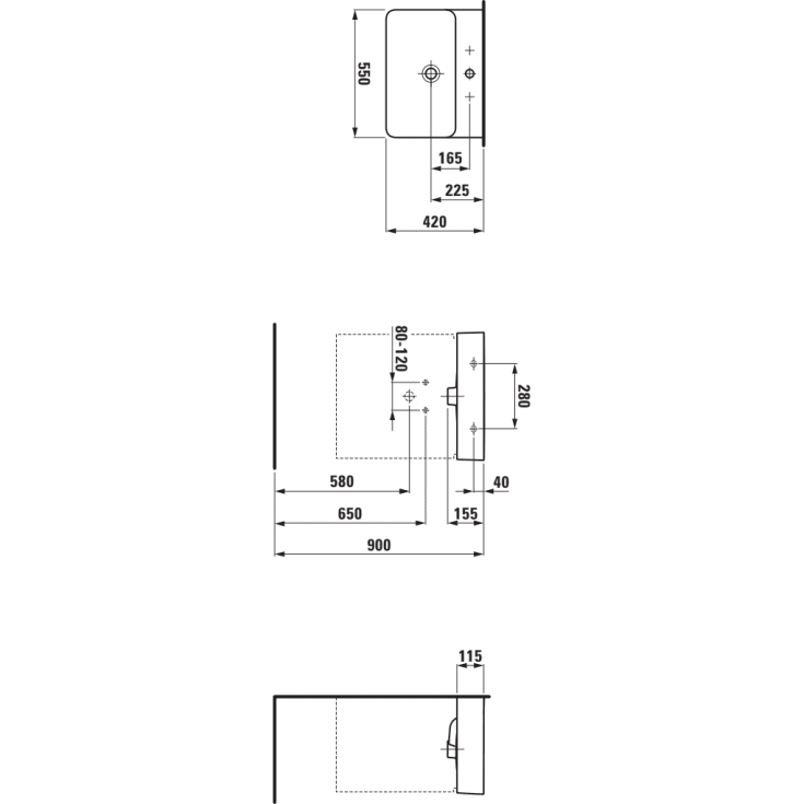 Laufen Val servant, 55 x 42 cm, hvit