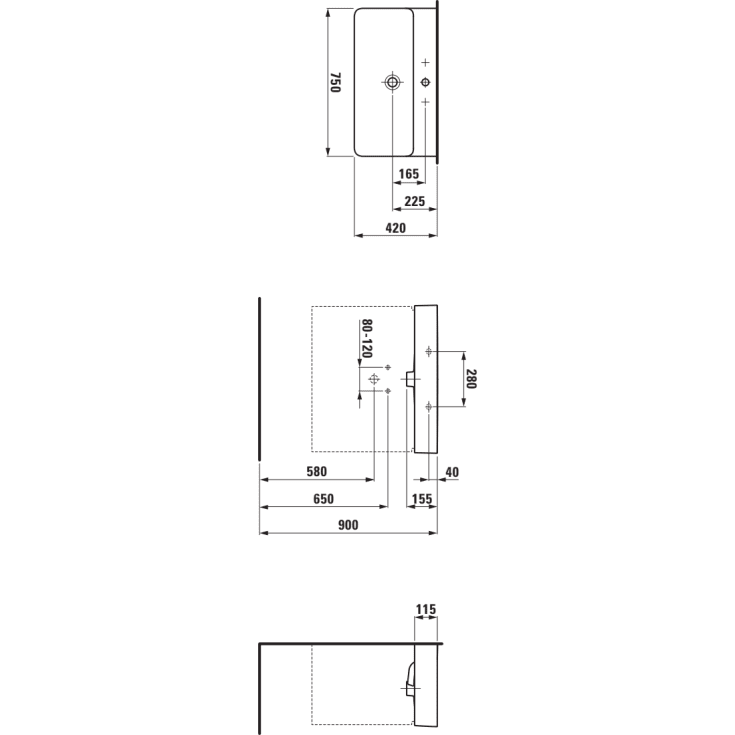 Laufen Val servant, 75x42 cm, hvit
