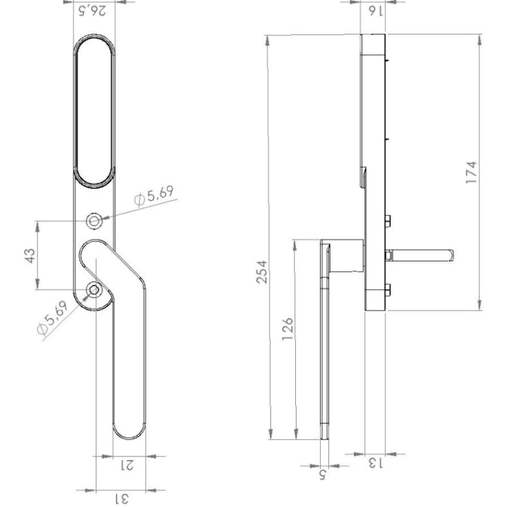 Secuyou Smart Lock Access elektronisk dørlås, indvendig, højre, messing