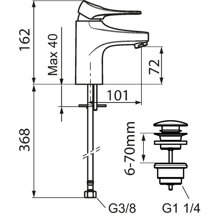 FM Mattsson 9000XE håndvaskarmatur, krom