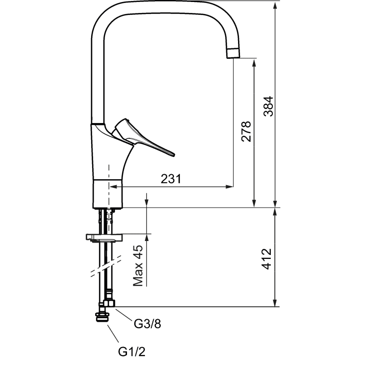 FM Mattsson 9000XE køkkenarmatur, børstet krom