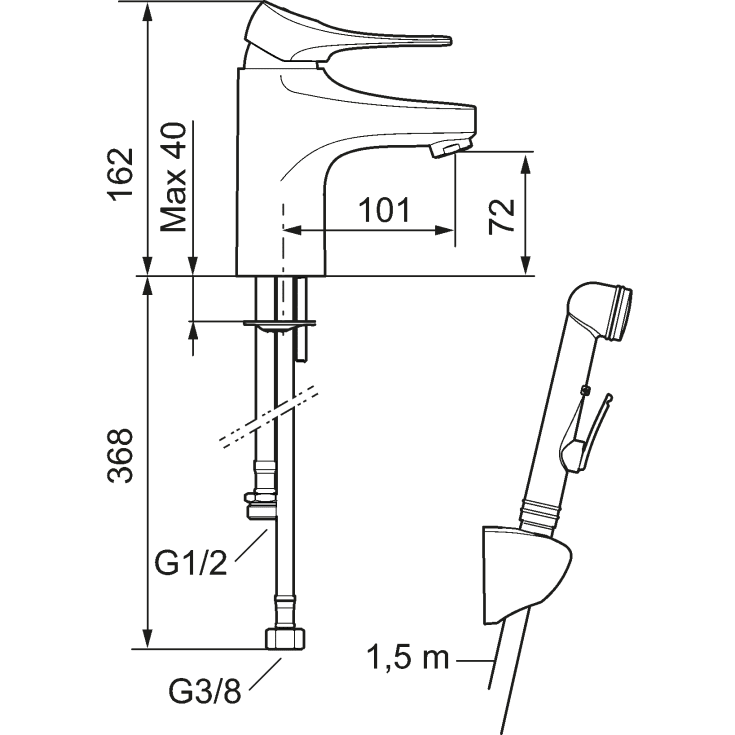 FM Mattsson 9000XE håndvaskarmatur, krom