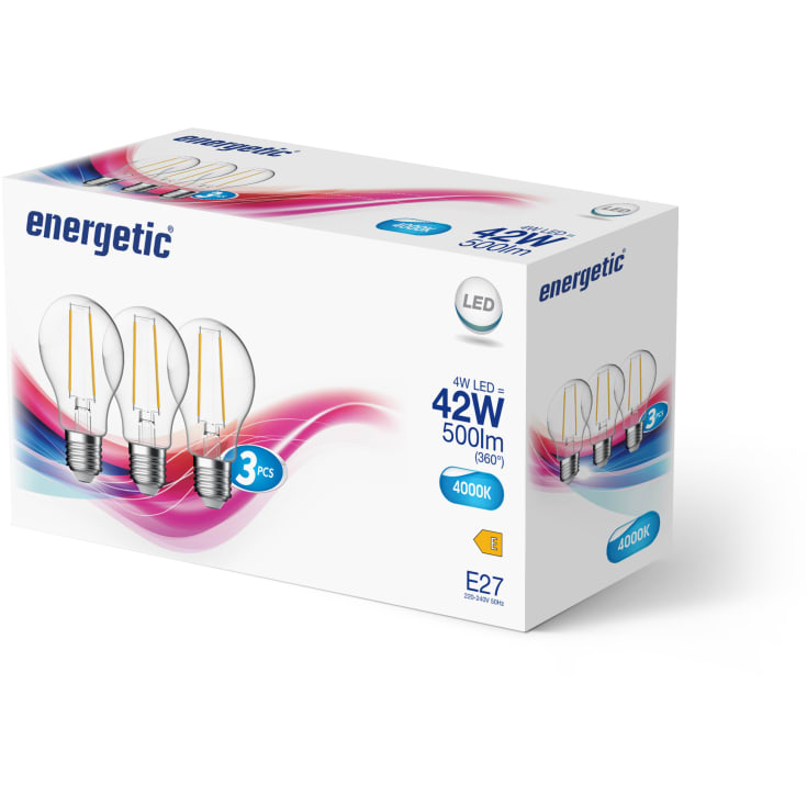 Nordlux E27 standardpære, 4W, 4000K, 3-pak