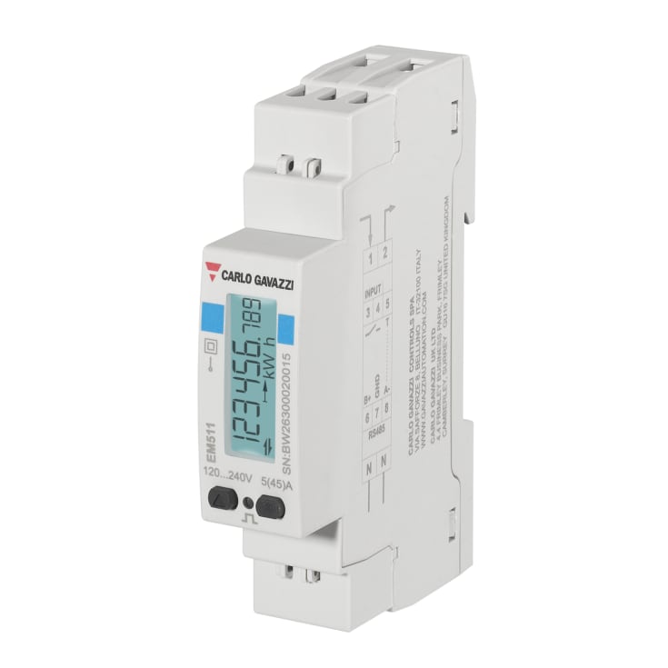 KWH-måler 1-fase MID-B 45A direkte puls, din, 17,5 mm