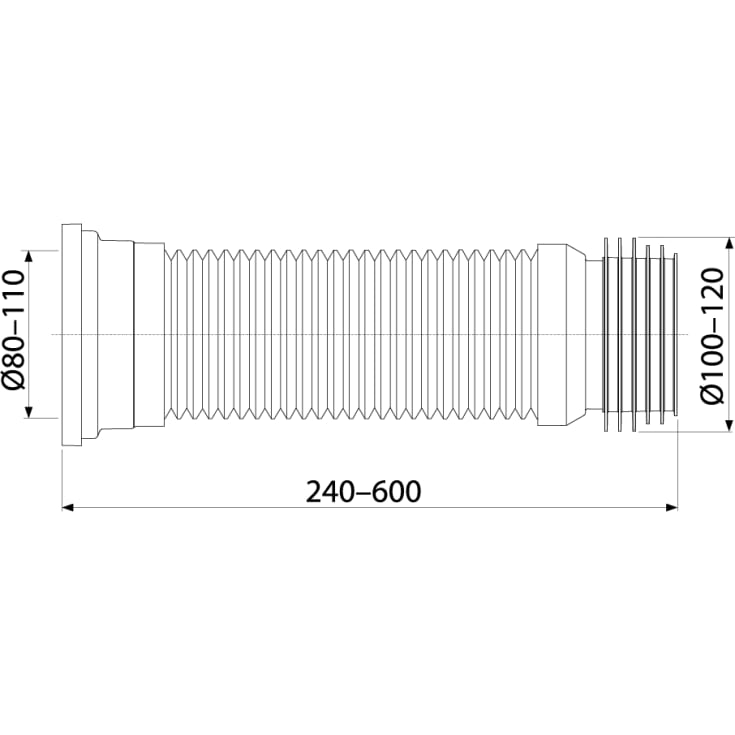 Alca A97 afløbsbøjning til gulvstående toilet, Ø80-120, hvid