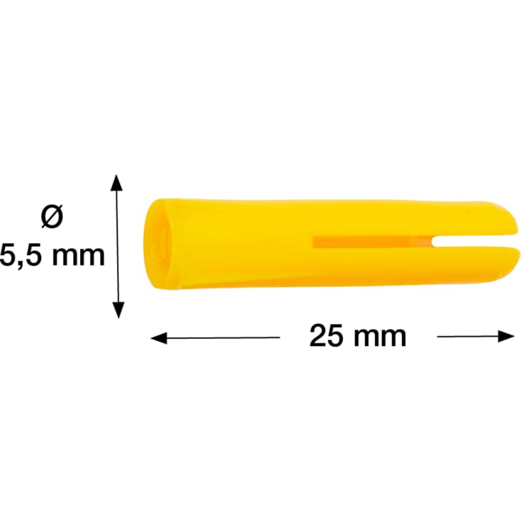 100 stk Plugs PX 5,5x25mm-100 gul