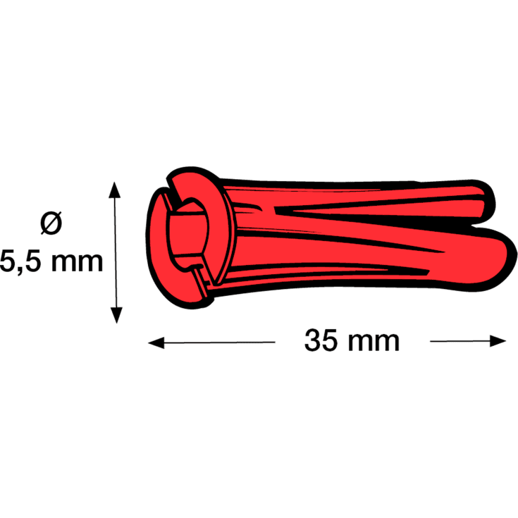100 stk Tillex KP rawlplug, Ø5,5x35 mm, rød