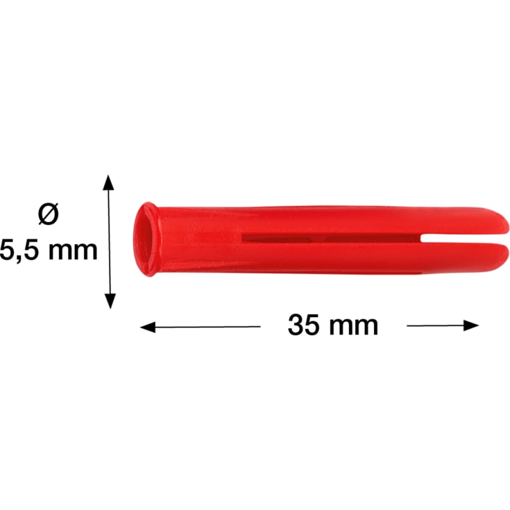 100 stk Tillex PX rawlplug, Ø5,5x35 mm, rød