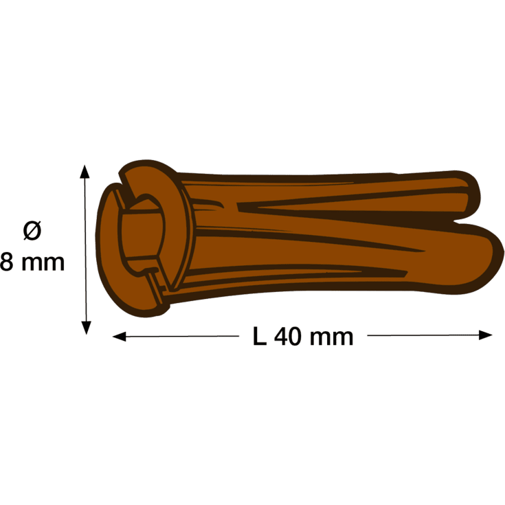1000 stk Tillex KP rawlplug, Ø8x40 mm, brun