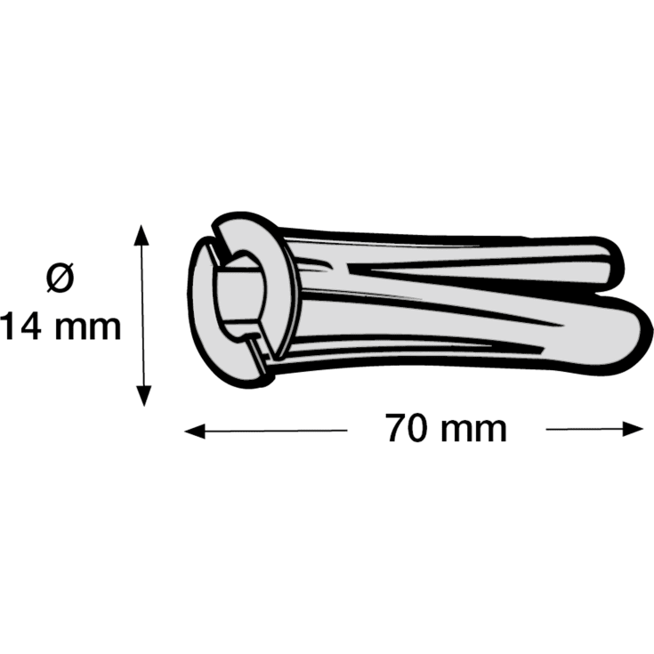 500 stk Tillex KP rawlplug, Ø14x70 mm, grå