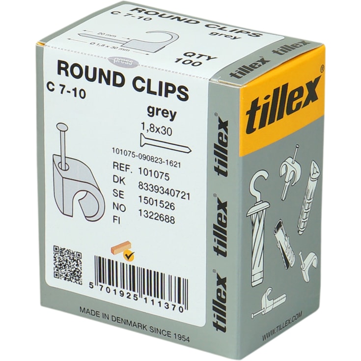100 stk Clips 7-10/30 mm grå (100)