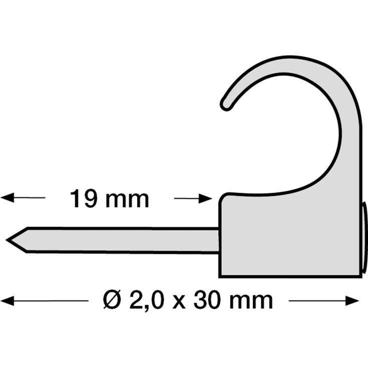 100 stk Clips 8-12/30 mm grå (100)