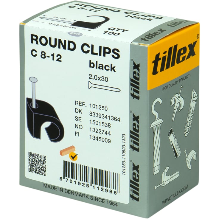 100 stk Clips 8-12/30 mm sort (100)