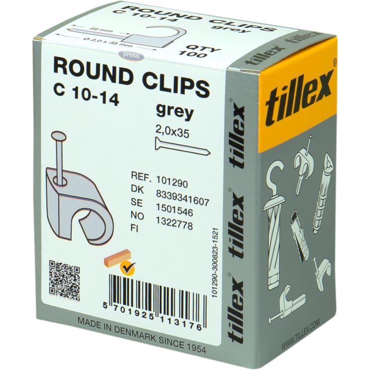100 stk Clips 10-14/35 mm grå (100)