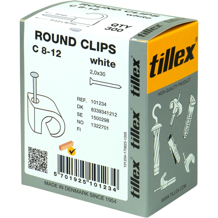 300 stk Clips 8-12/30 mm hvid (300)