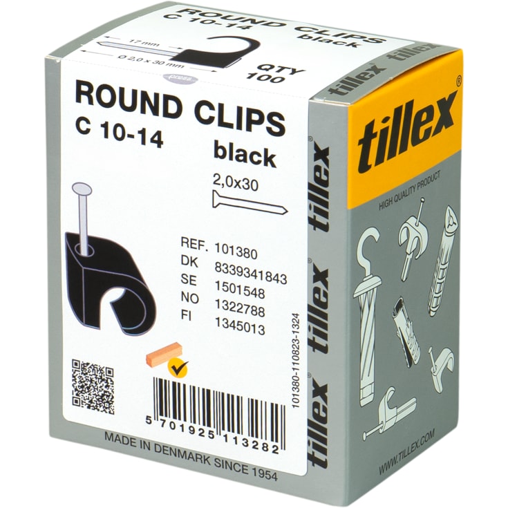 100 stk Clips 10-14/30 mm sort (100)