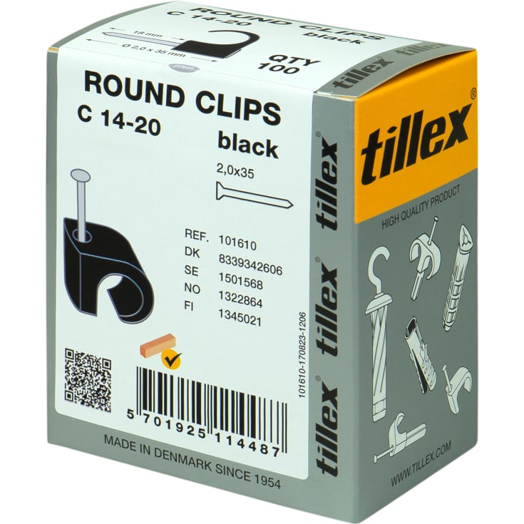 100 stk Clips 14-20/35 mm sort (100)