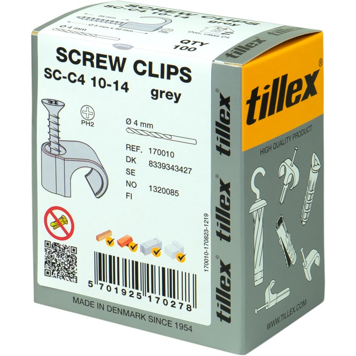 100 stk Skrue Clips CS-C4 10-14 PH2 grå (100)