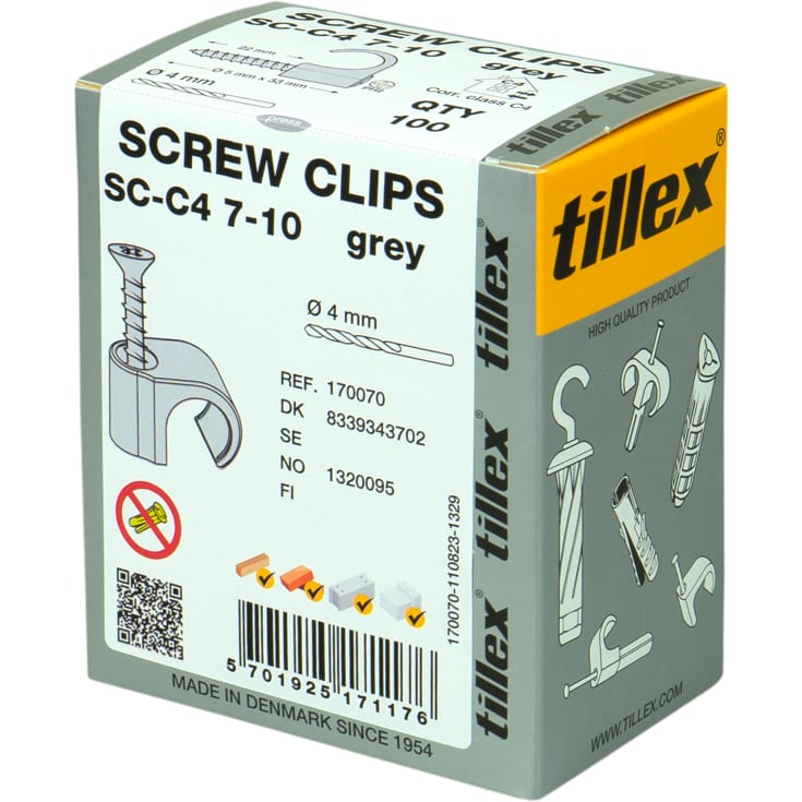 1000 stk Skruklips CS-C4 7-10 PH2 Grå (100)