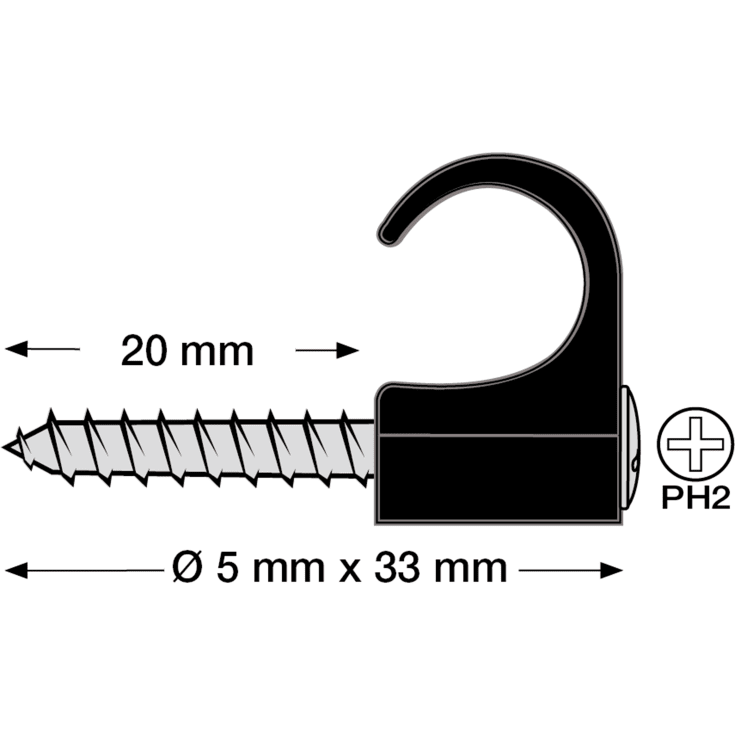 1000 stk Skrue Clips SC-C4 8-12 PH2 Sort (100)