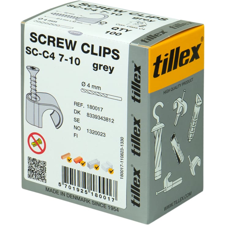 100 stk Skrue Clips SC-C4 7-10 Torx20 grå (100)