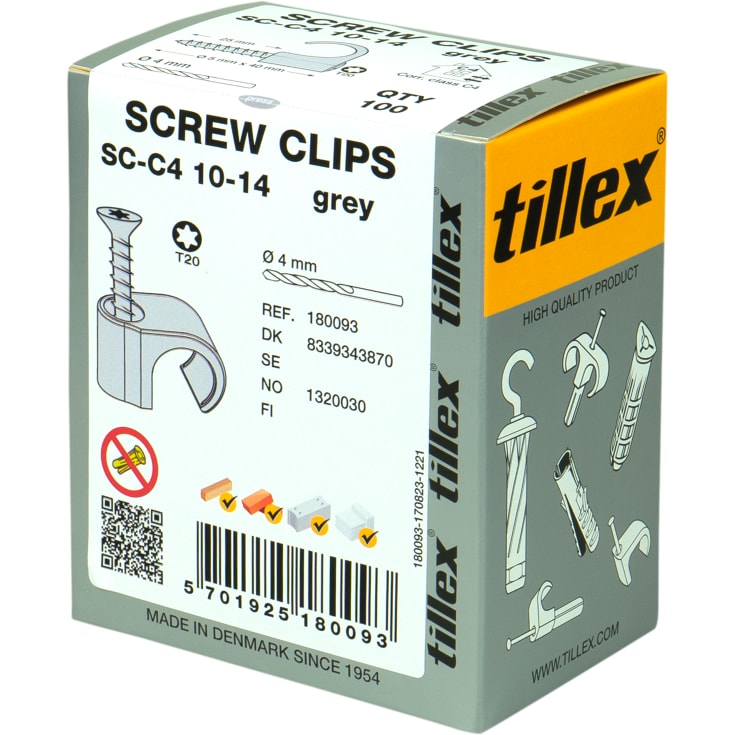 100 stk Skrue Clips SC-C4 10-14 Torx20 grå (100)