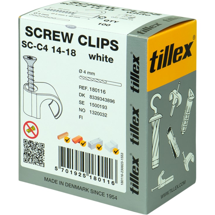 100 st Tillex skrueklips, 5 x 40 mm
