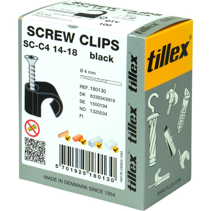 100 stk Skrue Clips SC-C4 14-18 Torx20 Sort (100)