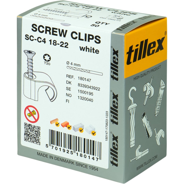 50 stk Skrue Clips SC-C4 18-22 Torx20 Hvid (50)
