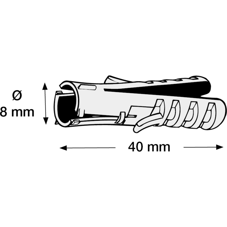 100 stk Tillex Flex dybel, Ø8x40 mm